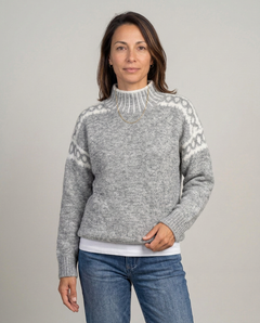 Maglione a Collo Alto con Motivo Jacquard sulle Spalle