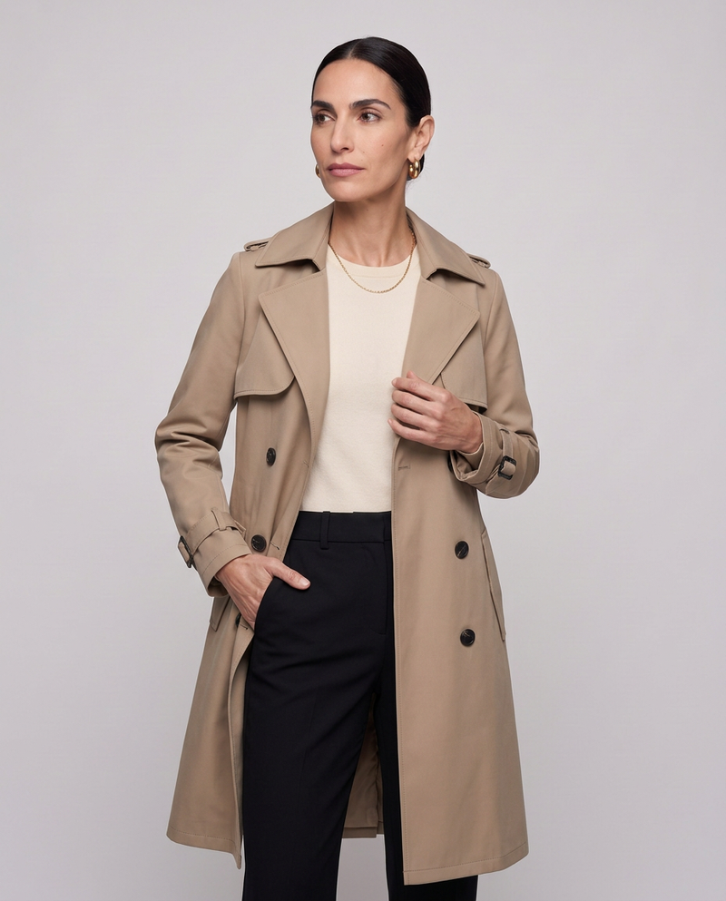 Trench Midi Doppiopetto con Cintura