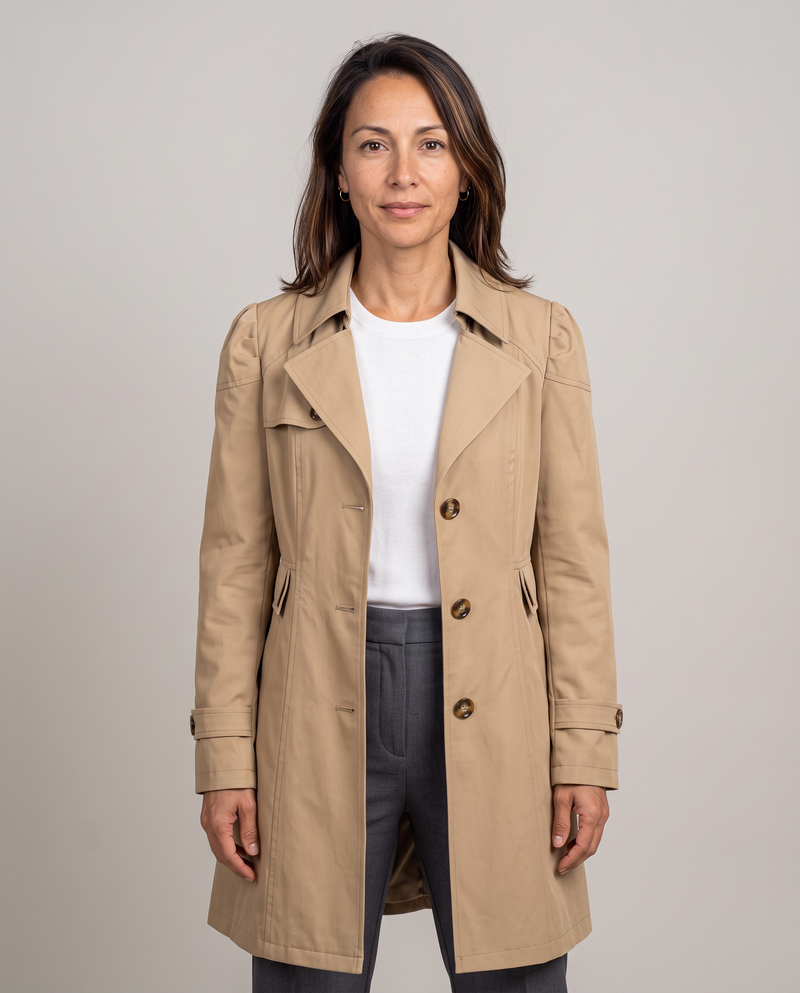 Elena | Trench Corto Monopetto con Cintura