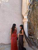 Noa | Vestido Liso Vintage con Lazo y Cintura Alta