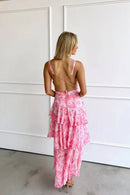 Vestido con Estampado Floral y Escote Profundo