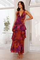 Vestido con Estampado Floral y Escote Profundo