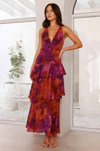 Vestido con Estampado Floral y Escote Profundo