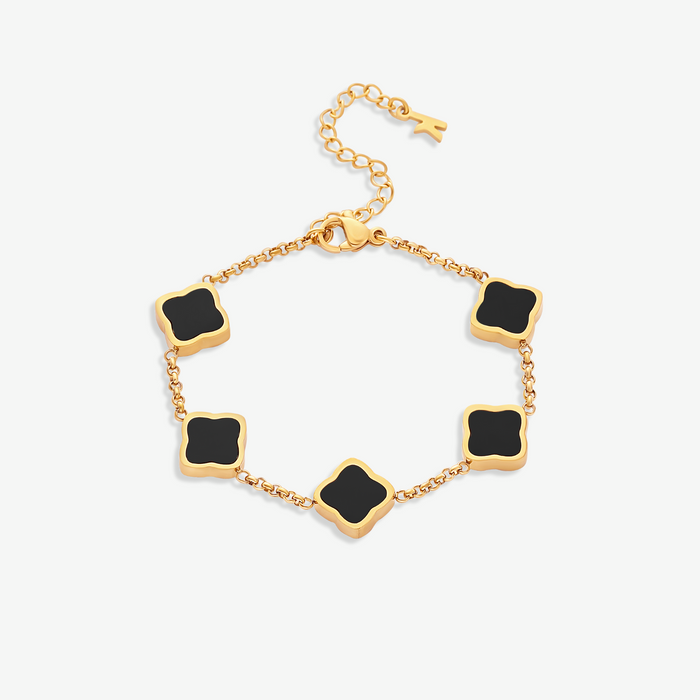 Pulsera de trébol de cuatro hojas chapada en oro de 18 quilates