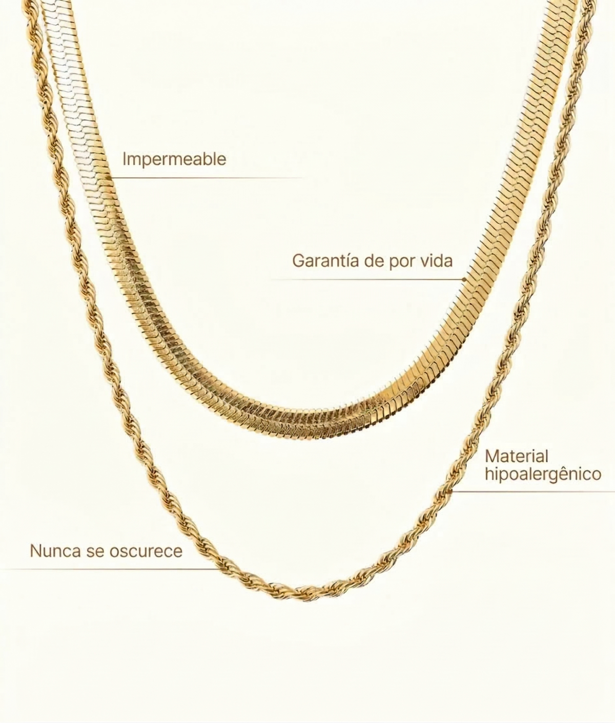 Malena — Set di 2 Collane Placcate Oro 18K