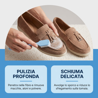 Kit Cura Camoscio — Schiuma, Spazzola e Panno