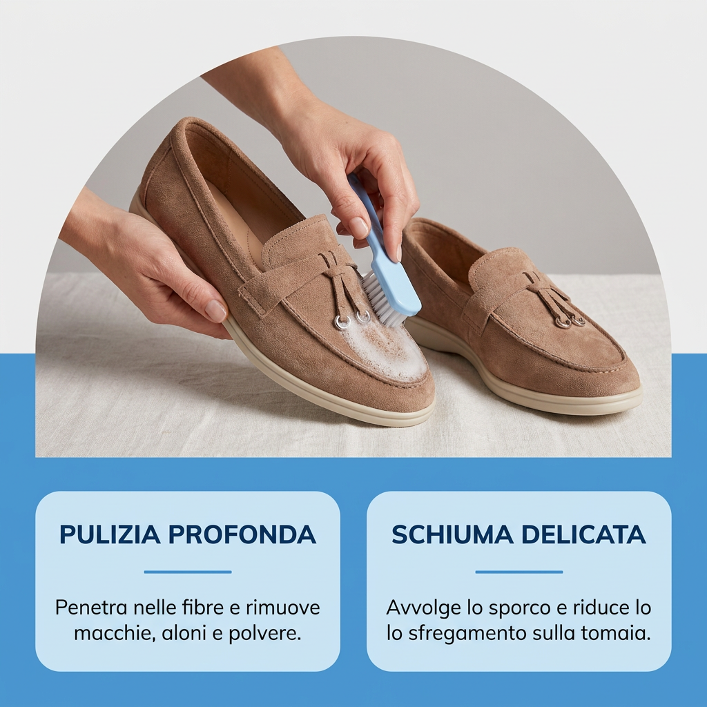 Kit Cura Camoscio — Schiuma, Spazzola e Panno