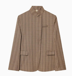 Blazer con Collo alla Coreana e Chiusura Asimmetrica