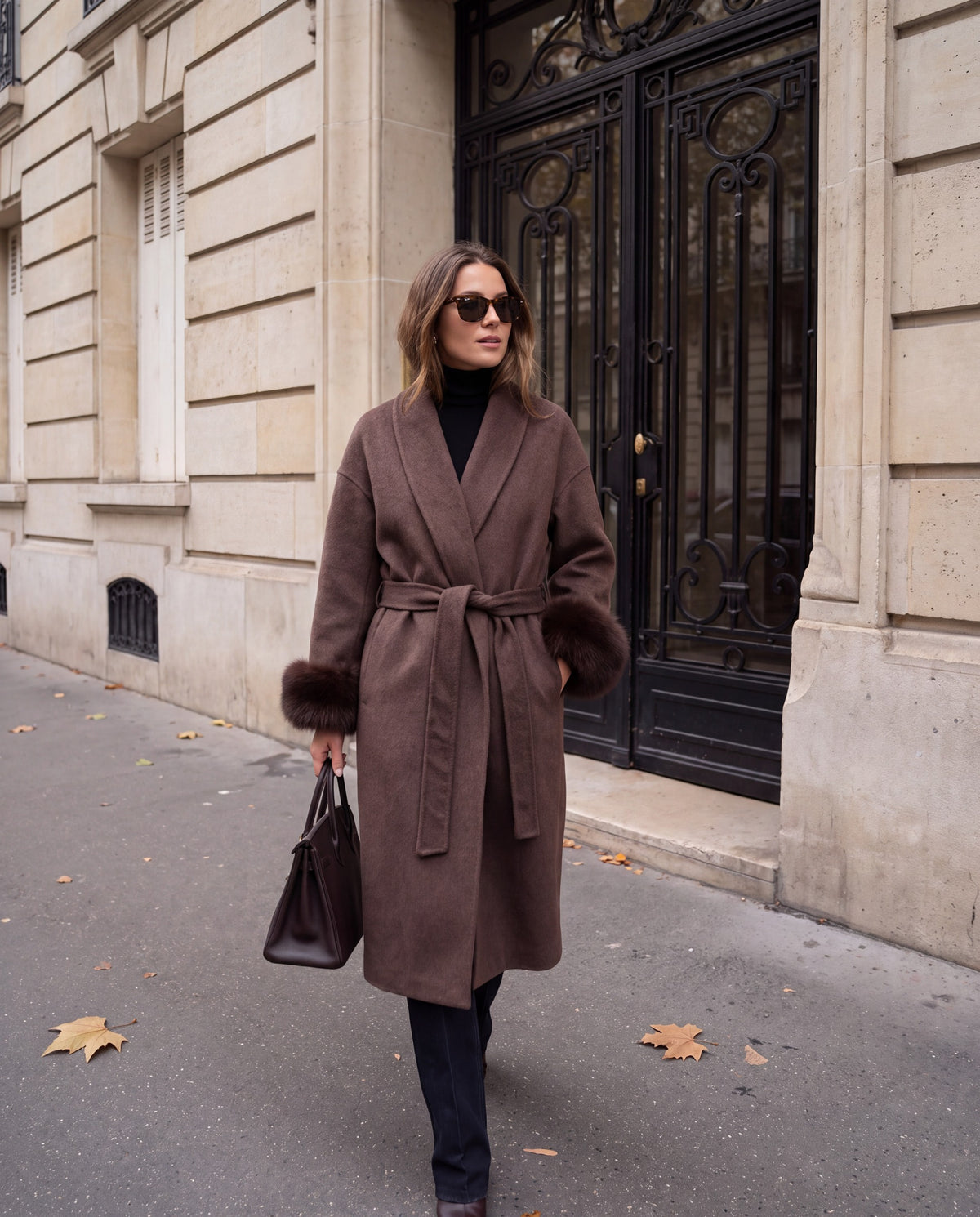 Cappotto Annabella — Vestaglia Lungo con Polsini in Ecopelliccia