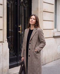 Cappotto Montenapoleone lungo pied de poule marrone