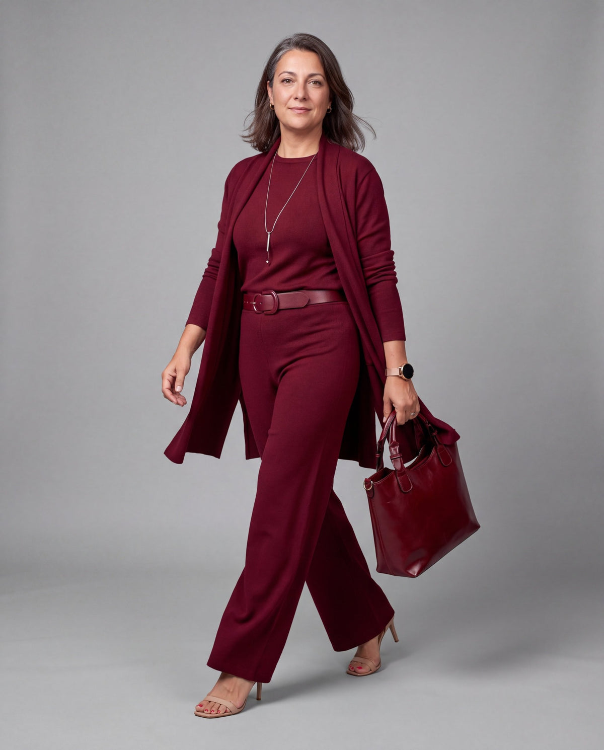 Completo Fiorenza in maglia tre pezzi — Bordeaux