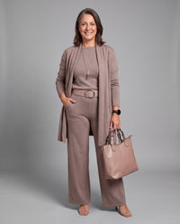Completo Fiorenza in maglia tre pezzi — Tortora