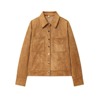 Veste chemise effet daim - Vert kaki