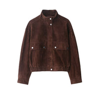 Bomber Corto Effetto Camoscio