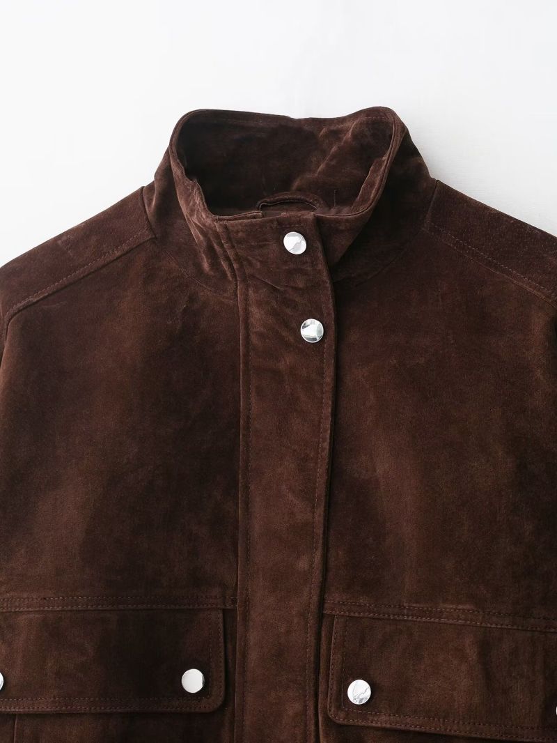 Bomber Corto Effetto Camoscio