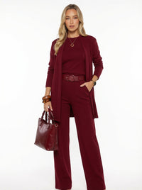 Conjunto Elena -  cárdigan largo, top y pantalón.
