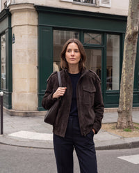 Giacca Ludovica field jacket effetto scamosciato — Cioccolato