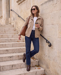 Giacca Ludovica field jacket effetto scamosciato — Cioccolato