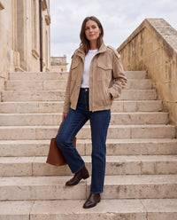 Giacca Ludovica field jacket effetto scamosciato — Cioccolato