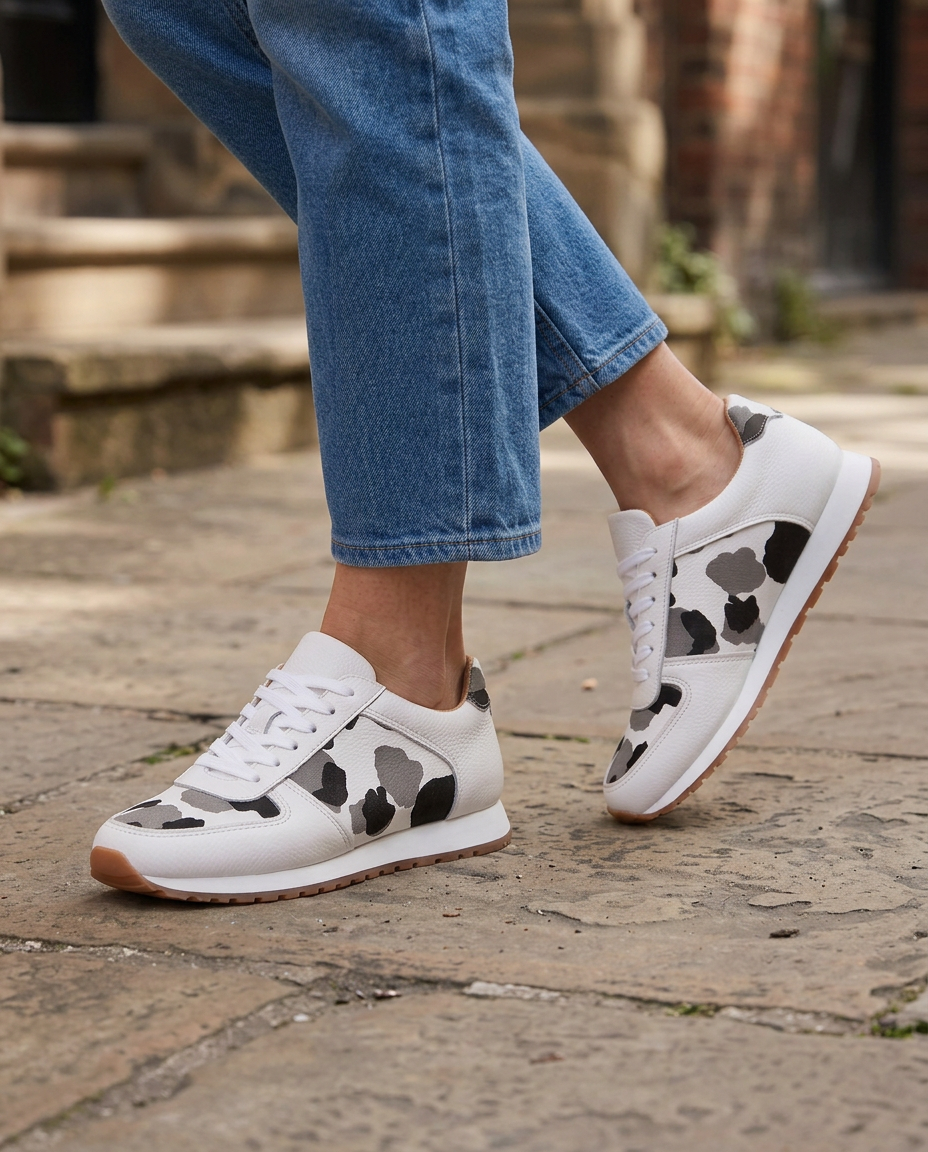 Zapatilla Nora — Blanca Animalier