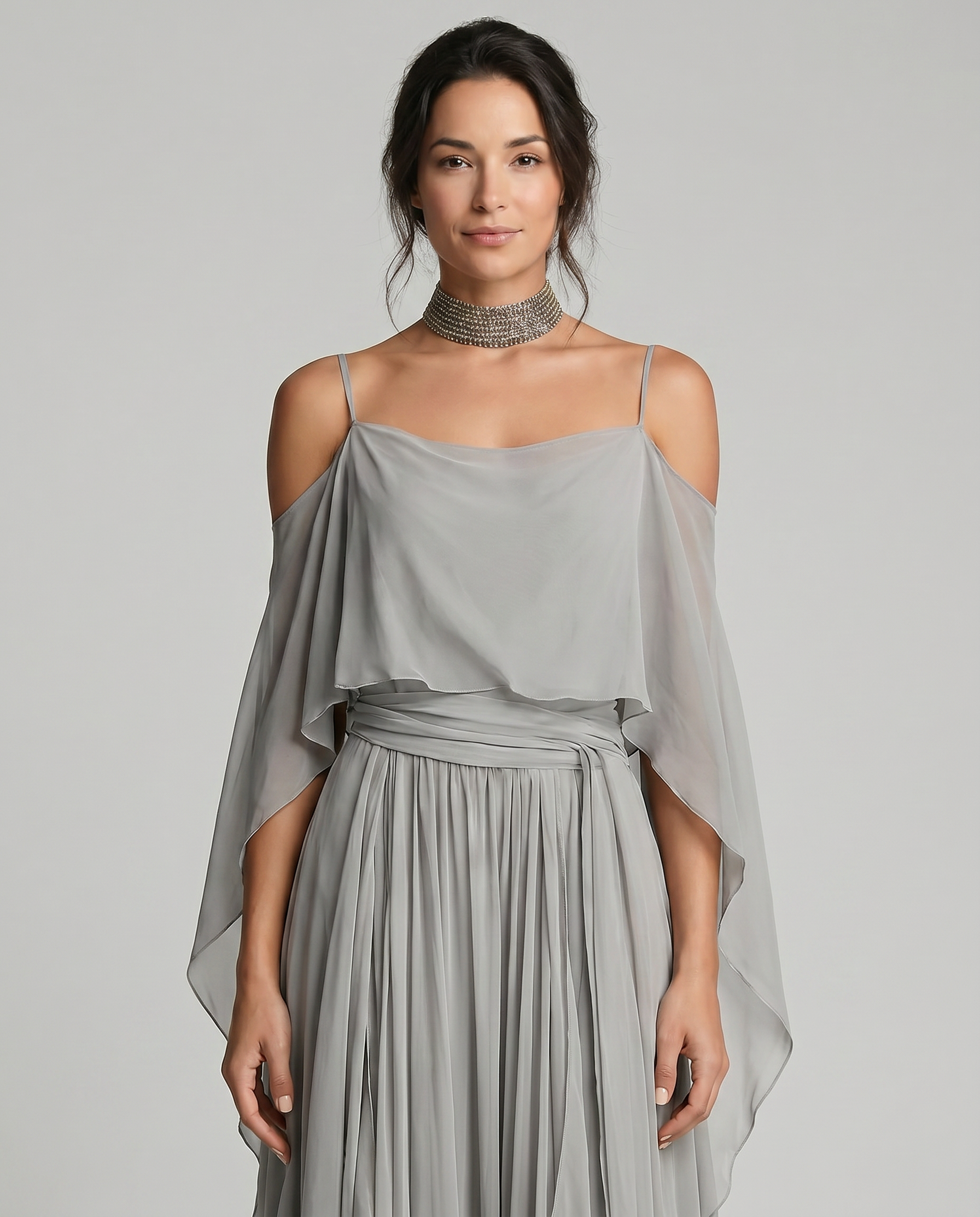 Isabela | Conjunto fluido gris con top de tirantes y pantalón ligero