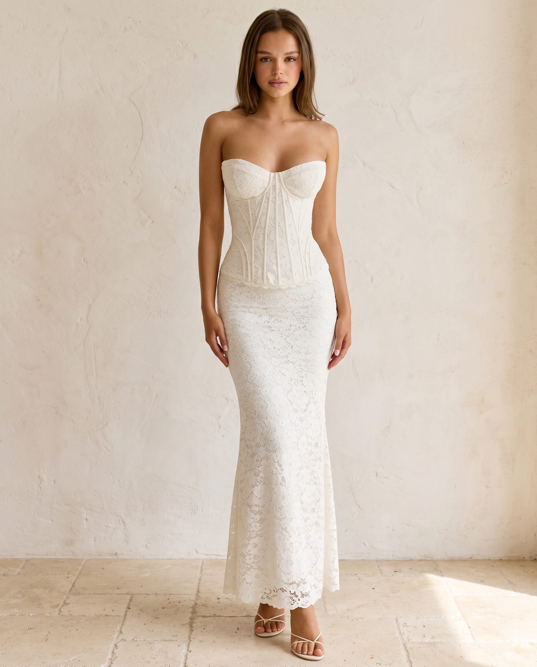 Bianca | Long Lace Corset Dress