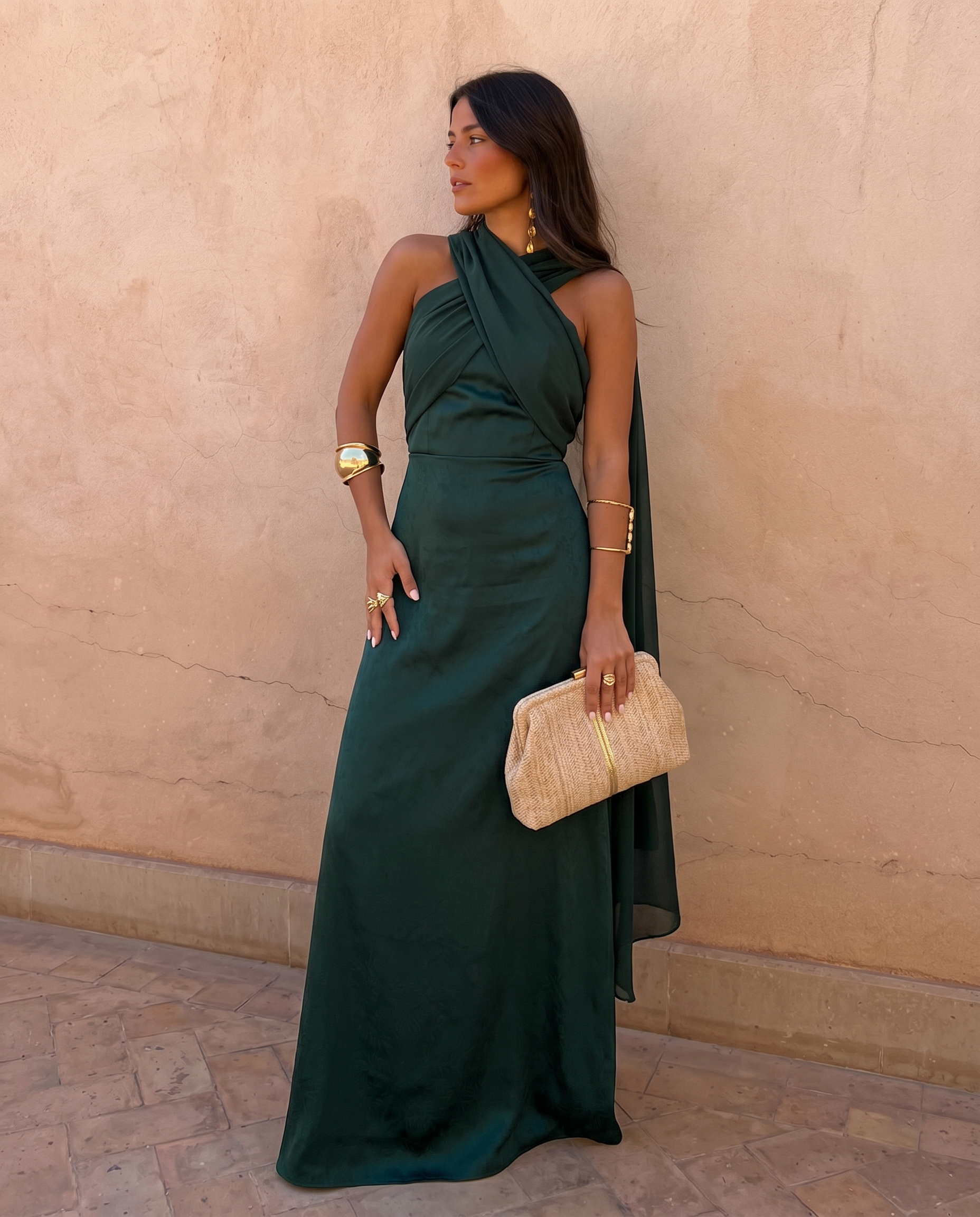 Noa | Plain Vintage Dress with Bow and High Waist