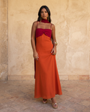 Zahara | Abito arancione con scollo rosso (PRE ORDINE 12-13 GIUGNO)