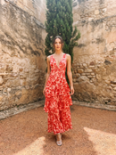 Vestido con Estampado Floral y Escote Profundo