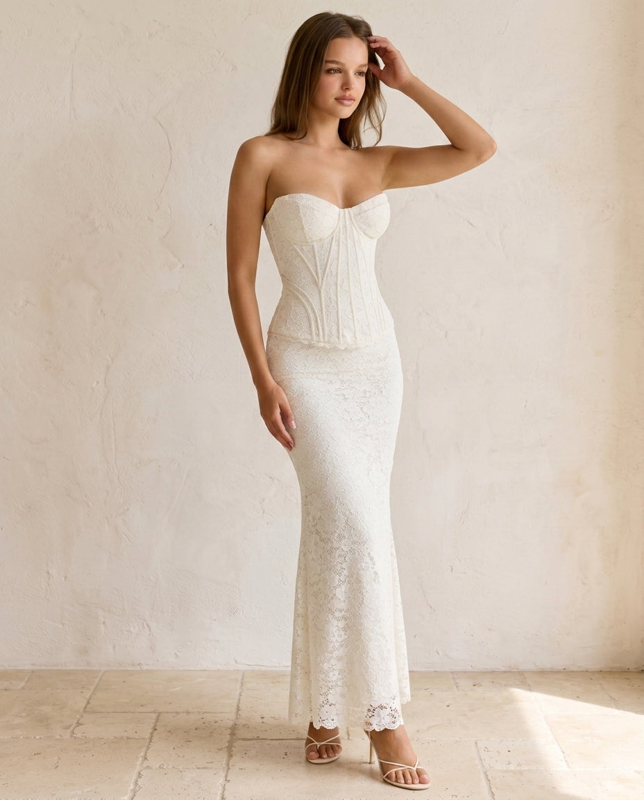 Bianca | Long Lace Corset Dress