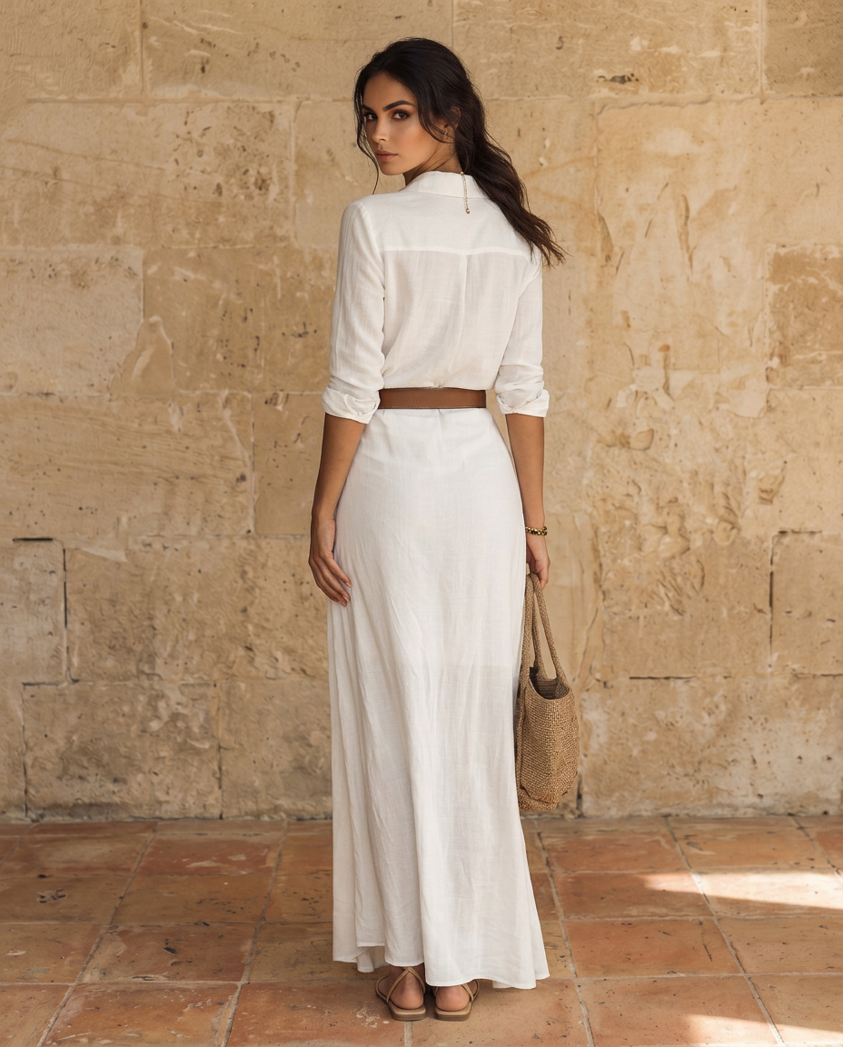 Allegra | Abito chemisier lungo drappeggiato