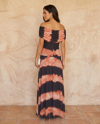 Aurora | Abito Lungo Off-Shoulder Tie-Dye
