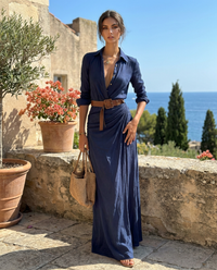 Allegra | Abito chemisier lungo drappeggiato