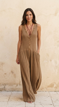 Giorgia | Jumpsuit lunga a gamba larga con bottoni