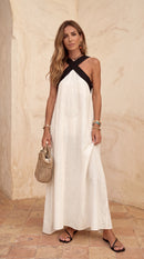 Matilde | Vestido Largo Bicolor con Escote Cruzado