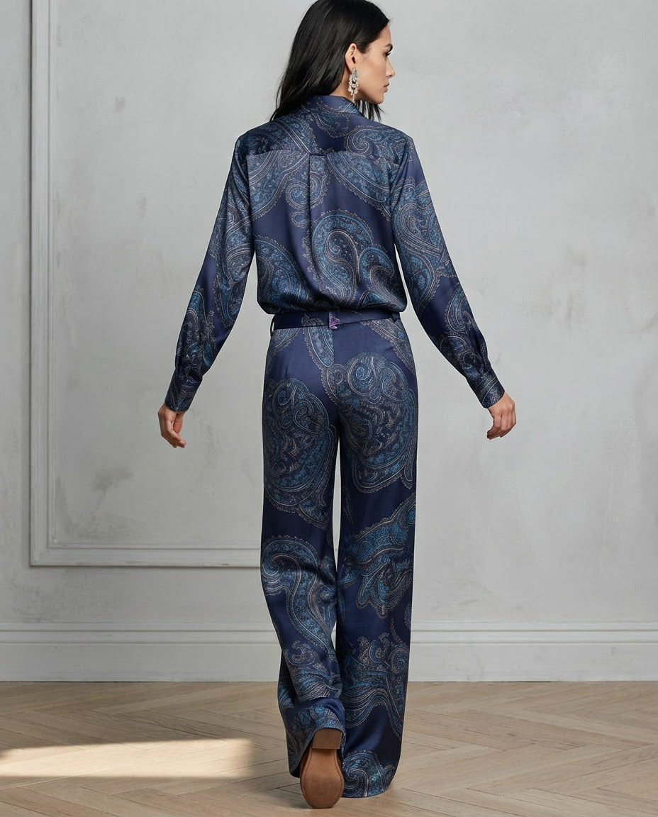 Completo Vittoria — Camicia e Pantalone Paisley in Raso