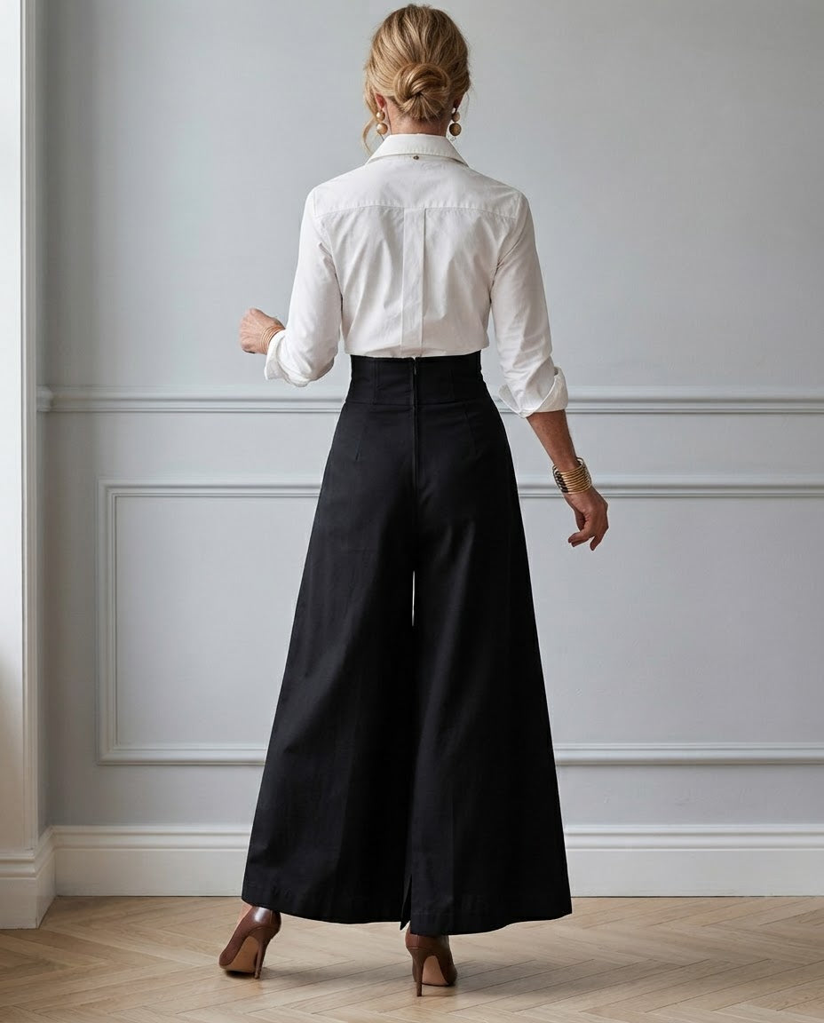 Completo Beatrice — Camicia Bianca e Pantalone a Vita Alta