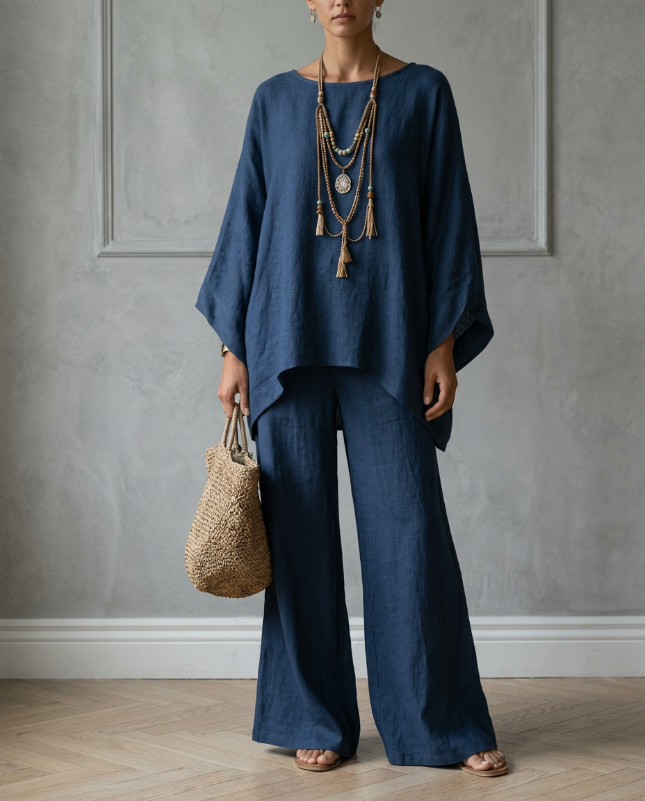 Completo Marta — Tunica Asimmetrica e Pantalone Ampio