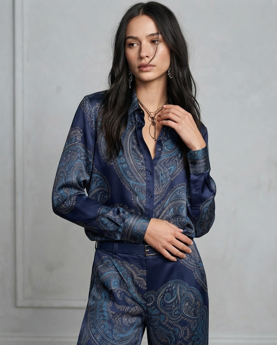 Completo Vittoria — Camicia e Pantalone Paisley in Raso