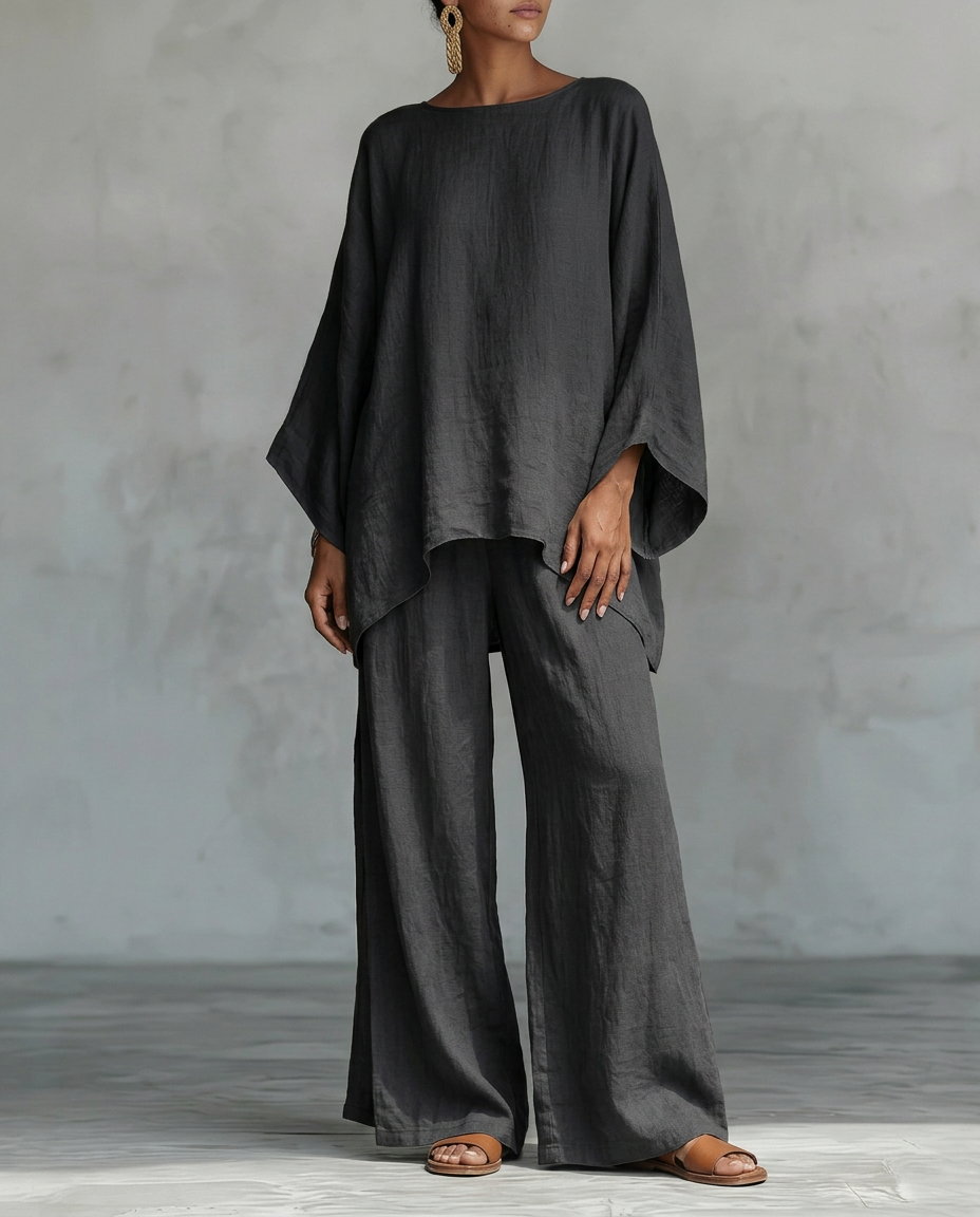 Completo Marta — Tunica Asimmetrica e Pantalone Ampio