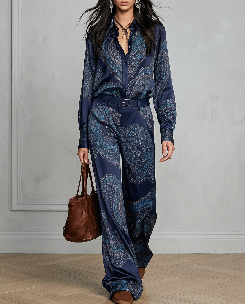 Completo Vittoria — Camicia e Pantalone Paisley in Raso
