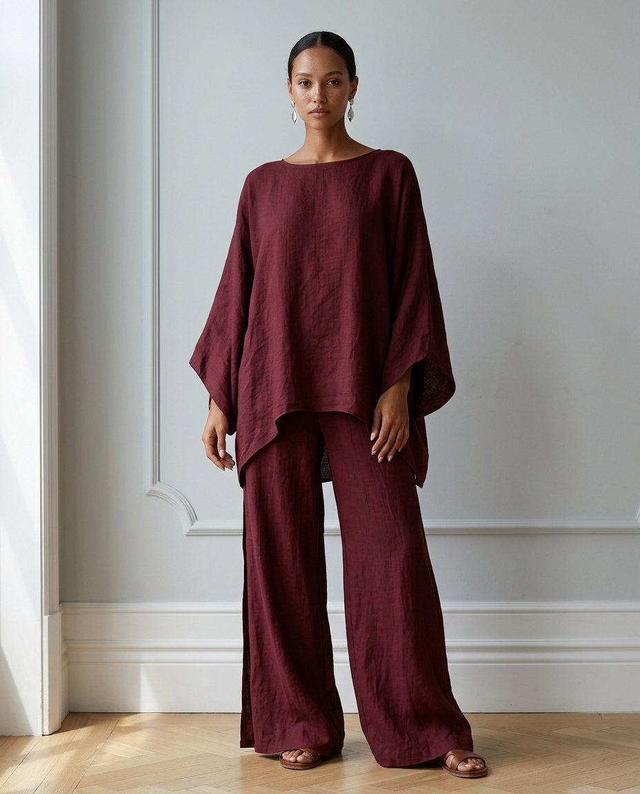 Completo Marta — Tunica Asimmetrica e Pantalone Ampio