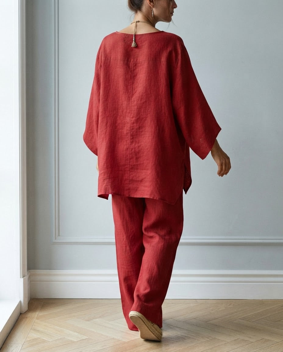 Completo Marta — Tunica Asimmetrica e Pantalone Ampio