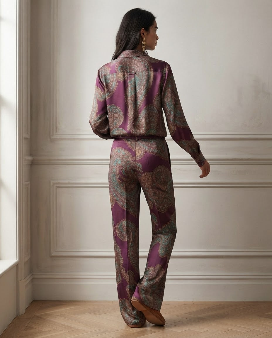 Completo Vittoria — Camicia e Pantalone Paisley in Raso