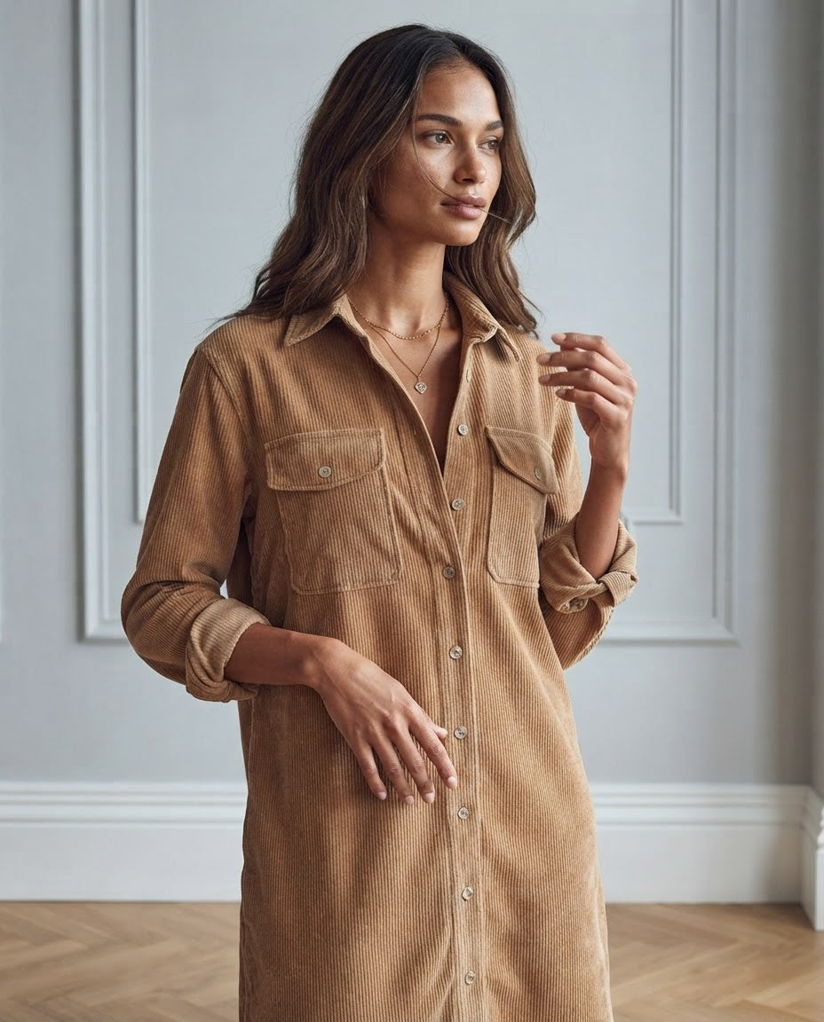Vestido camisero Aurora — Pana