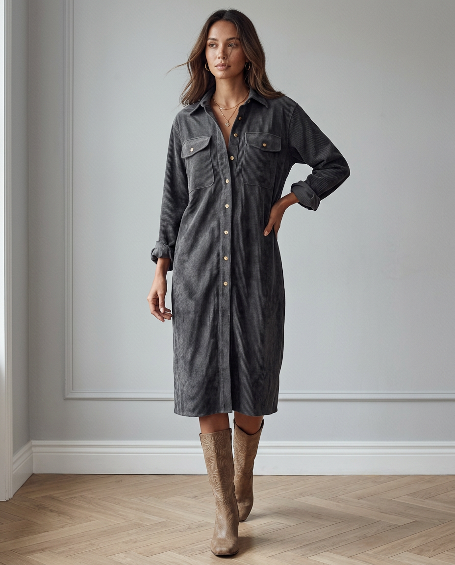 Vestido camisero Aurora — Pana
