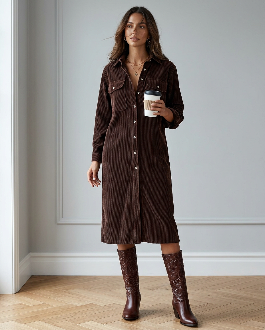 Vestido camisero Aurora — Pana