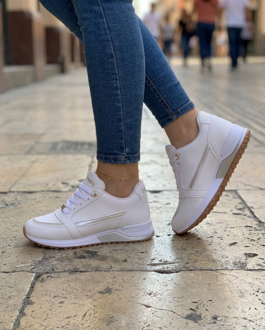 Sneakers Comode con Profilo Metallizzato