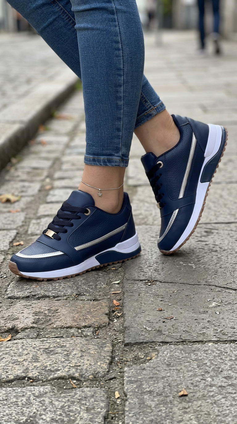Sneakers Comode con Profilo Metallizzato