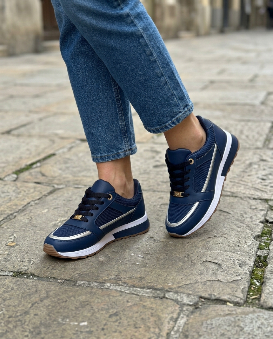 Sneakers Comode con Profilo Metallizzato